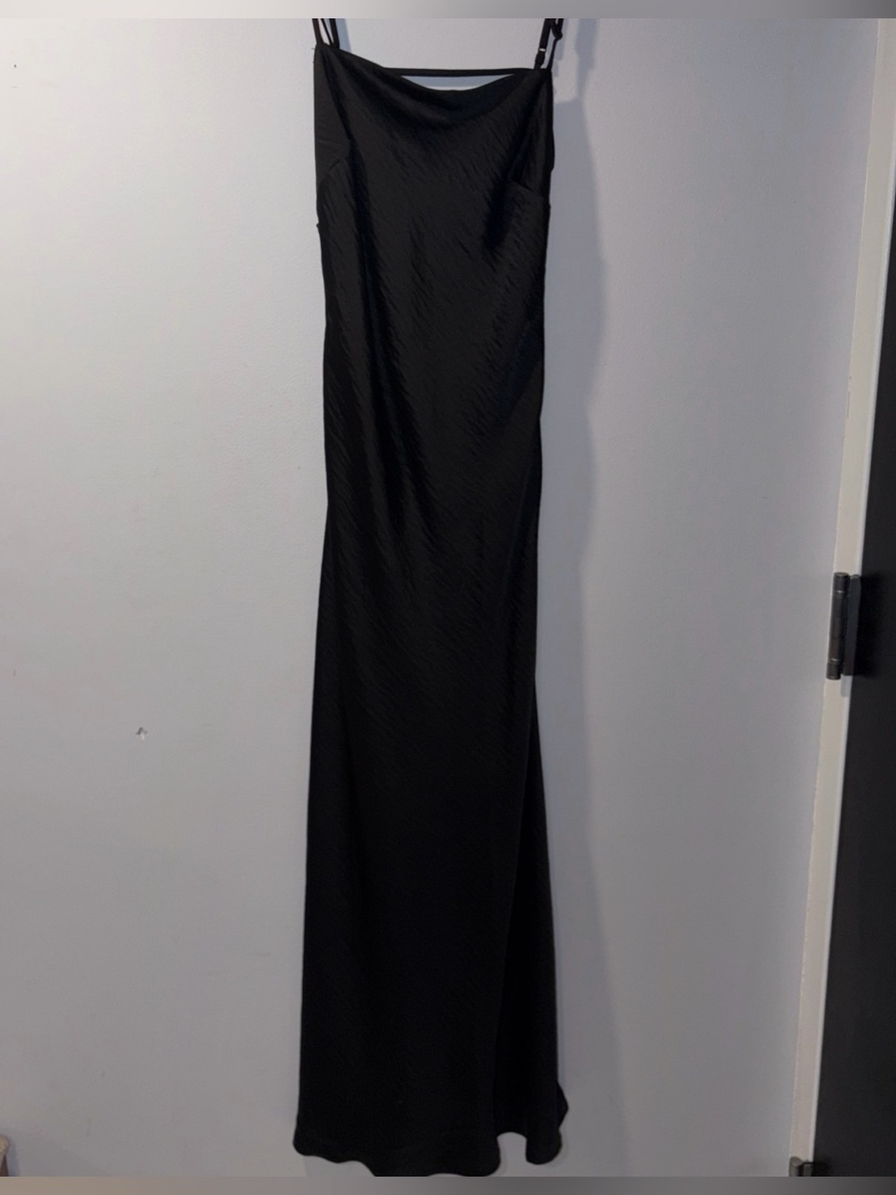 Black Slip Maxi Dress Satin Capsule Neutral Cage Back Xs NWT